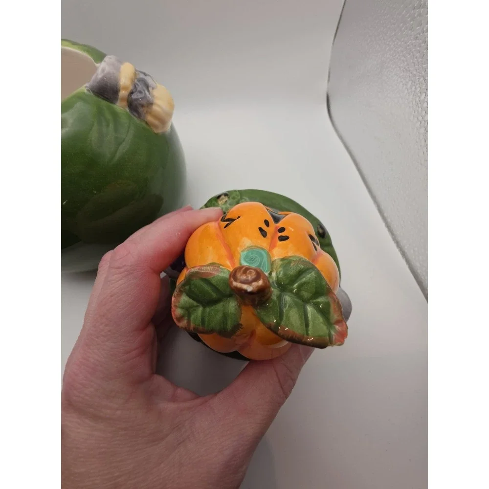 Pumpkin Head Rhyming Green Treat Jar Candy Halloween 6